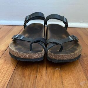 Taormina Black Leather Birkenstock Sandals